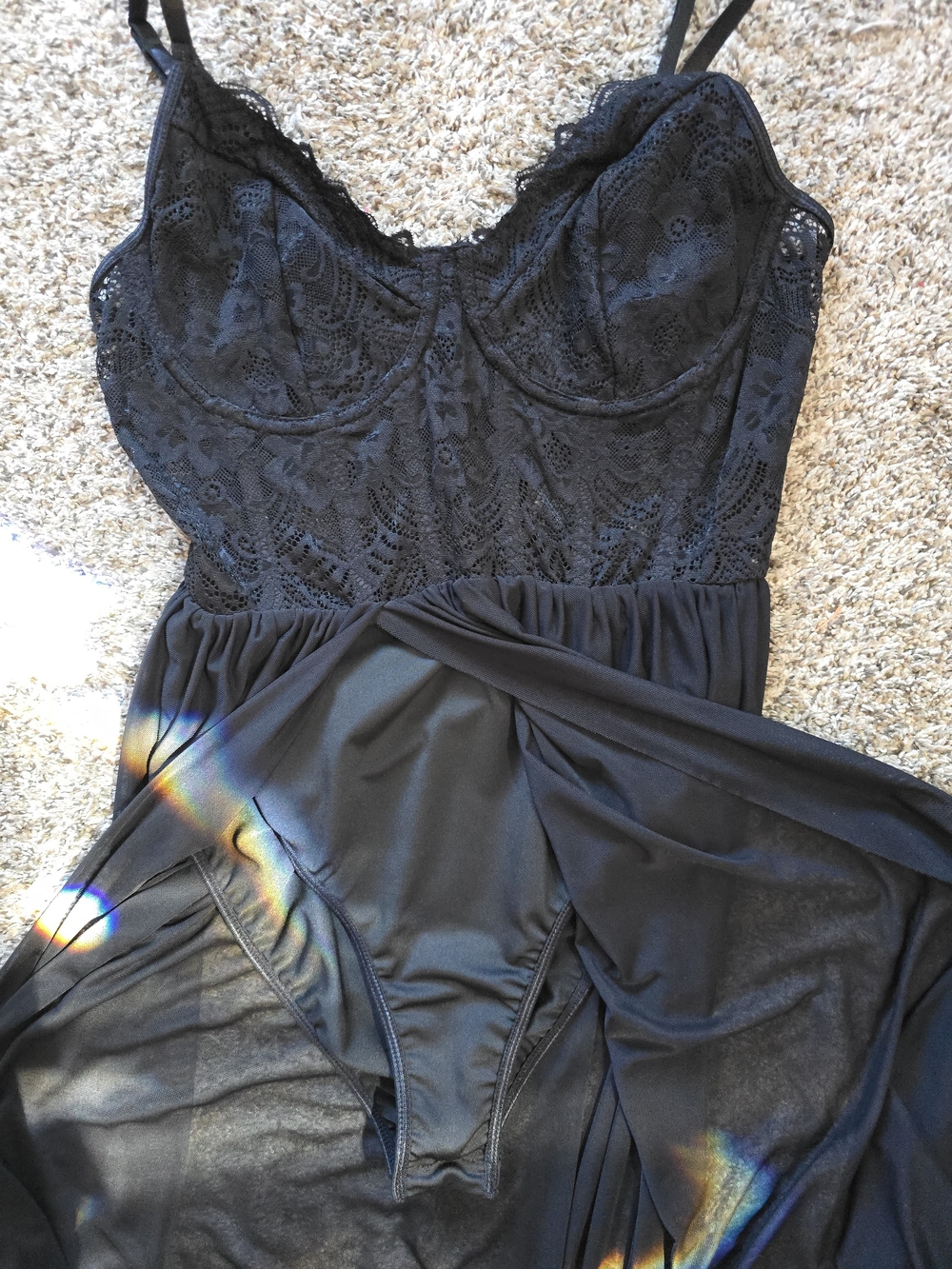 Black Lace Sheer Long Gown - Women - Picture 7 of 10